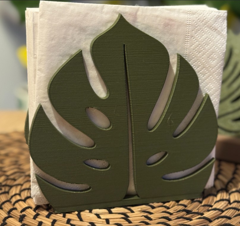 Monstera napkin holder for tropical table decor