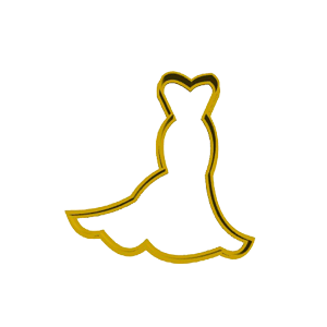 Side Train Wedding Dress Cookie Cutter