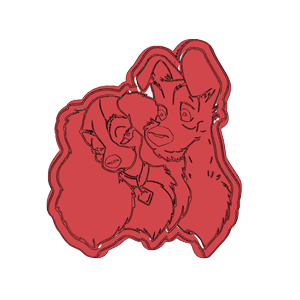 Lady and Tramp Heads Cookie Cutter