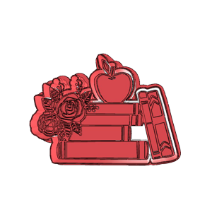 Book Stack with Apple and Flowers Cookie Cutter