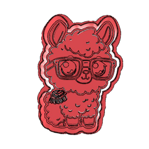 Cute Llama with Glasses Cookie Cutter
