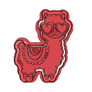 Cute Llama with Heart Glasses Cookie Cutter