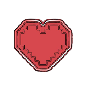 Pixel Heart Cookie Cutter and Stamp