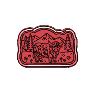 Highland Cow Meadow Scene Cookie Cutter