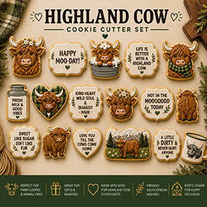 Highland Cow Cookie Cutter Set