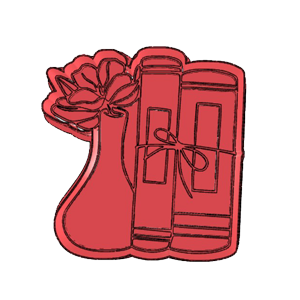 Books and Flowers Vase Cookie Cutter