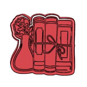 Vintage Books with Flowers Cookie Cutter