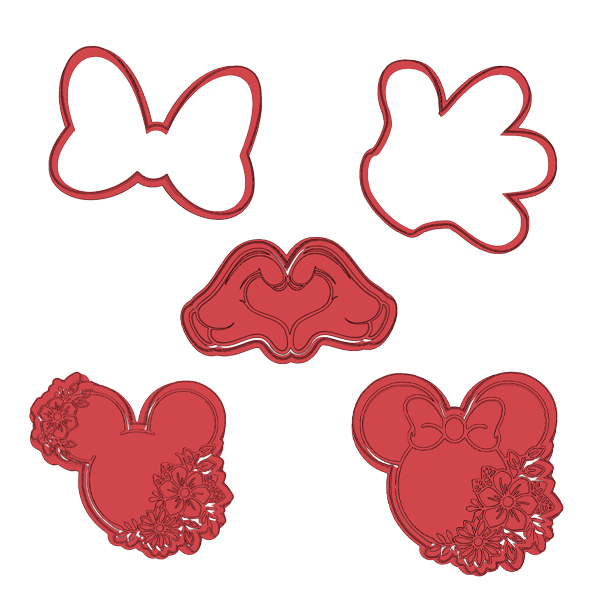 Mickey and Minnie Mouse Cookie Cutter Set (5 Piece)