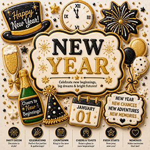 New Year Cookie Cutters