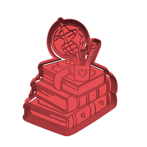 Bookstack with Globe Cookie Cutter