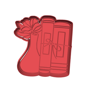 Books and flowerpot Cookie Cutter