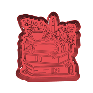 Floral Book Pile Cookie Cutter