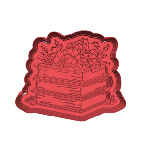 Bookpile with Flowers Cookie Cutter