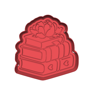 Rose on Book Pile Cookie Cutter