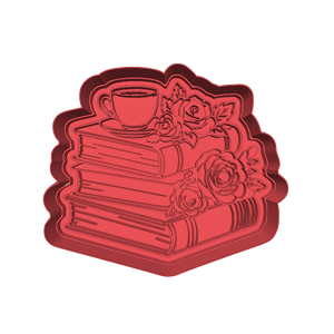 Books Coffee and Flowers Cookie Cutter