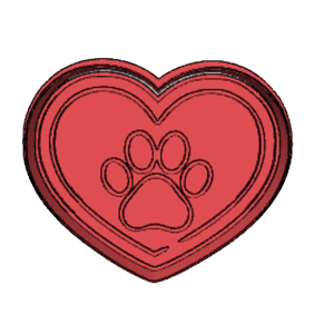 Paw Print Heart Cookie Cutter