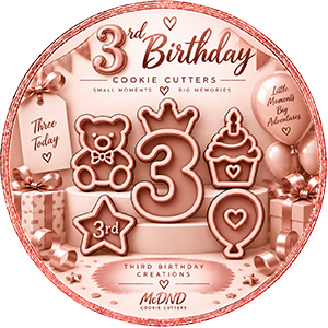 3rd Birthday Cookie Cutters