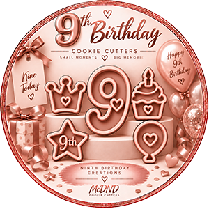 9th Birthday Cookie Cutters