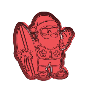 Santa with Surfboard Cookie Cutter