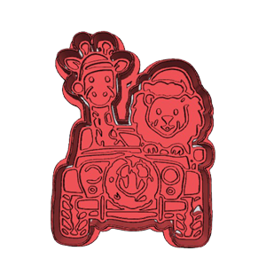 Safari Animals in Car Cookie Cutter